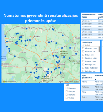 Parengtas skaitmeninis Lietuvoje planuojamų renatūralizacijos priemonių žemėlapis