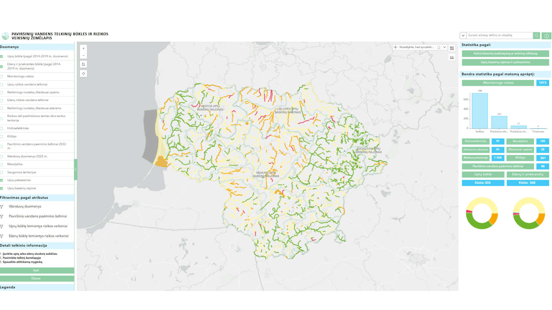 Paviršinių vandens telkinių būklės ir rizikos veiksnių žemėlapis